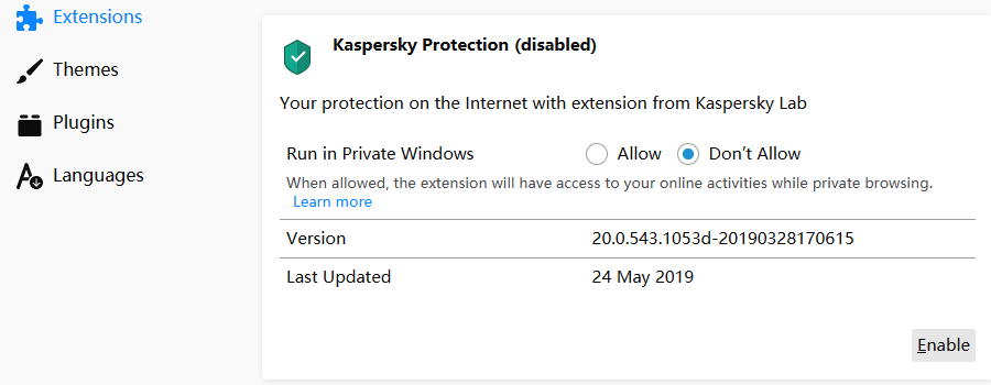 Kaspersky protection